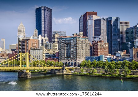 Pittsburgh, Pennsylvania, USA daytime downtown scene over the Allegheny River.