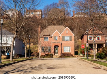 Pittsburgh, Pennsylvania, USA December 20, 2021 A house in the Summerset neighborhood of the city on a sunny winter day