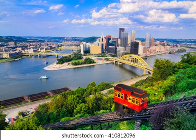 Pittsburgh, Pennsylvania, USA downtown skyline and incline. - Shutterstock ID 410812096