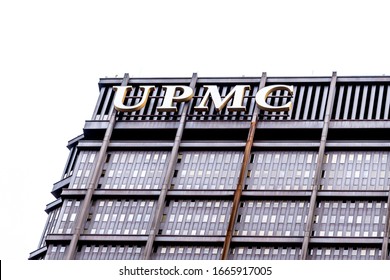 Pittsburgh, Pennsylvania, USA - January 11, 2020: UPMC sign on the building in Pittsburgh. The University of Pittsburgh Medical Center (UPMC) is a integrated global nonprofit health enterprise.