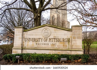 Pittsburgh, Pennsylvania, USA - January 11, 2020:  University of Pittsburgh (Pitt) sign; Pitt is a public research university. 