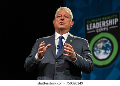 PITTSBURGH, PENNSYLVANIA, USA - OCTOBER 17 2017: Former US Vice President Al Gore Speaking About The Climate Reality Project.