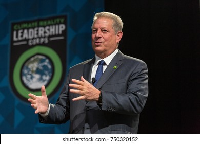 PITTSBURGH, PENNSYLVANIA, USA - OCTOBER 17 2017: Former US Vice President Al Gore Speaking About The Climate Reality Project.