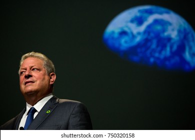 PITTSBURGH, PENNSYLVANIA, USA - OCTOBER 17 2017: Former US Vice President Al Gore Speaking About The Climate Reality Project.