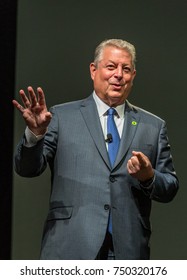 PITTSBURGH, PENNSYLVANIA, USA - OCTOBER 17 2017: Former US Vice President Al Gore Speaking About The Climate Reality Project.