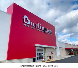 Pittsburgh, Pennsylvania, USA - October 31, 2021:Burlington Coat Factory Strip Mall New Bridgeville Location. Burlington is an American national off-price department store retailer I