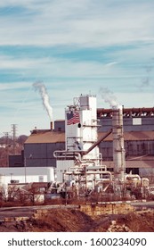 Pittsburgh, Pennsylvania/US - 12/27/2019 : A Beautiful View On Sunset Of One Part Of The Steel Mill In Pittsburgh Pa