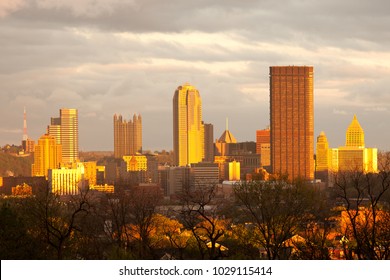 Pittsburgh Skyline From Oakland Neighborhood, Pennsylvania, USA