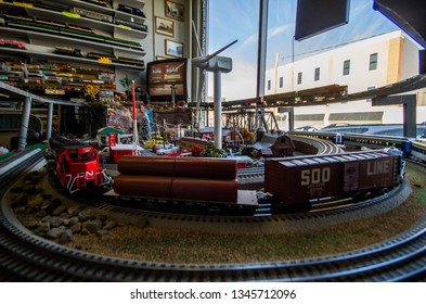 Pittston Pennsylvania USA - October 26 2013 - Inside A Model Train Store.  Huge Collection Of Model Train.