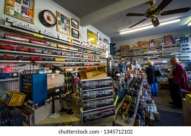 Pittston Pennsylvania USA - October 26 2013 - Inside A Model Train Store.  Huge Collection Of Model Train.