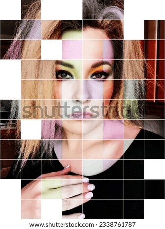 pixel color portrait of a sad blonde girl