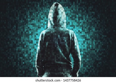 Pixel hacker background. Programming and ai concept. Multiexposure 