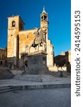 Pizarro statue and Plaza Mayor Square in Trujillo, Spain. High quality photo