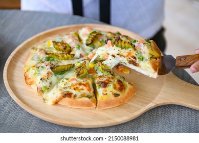 Pizza avocado, Homemade pizza italian is cooked traditional food, Pizza cheese on plate - Powered by Shutterstock