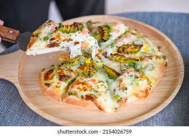 Pizza avocado, Homemade pizza italian is cooked traditional food, Pizza cheese on plate - Powered by Shutterstock