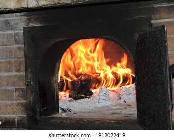 Pizza Baking In The Old Oven For Pizza