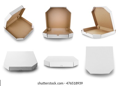 Pizza boxes, isolated on white