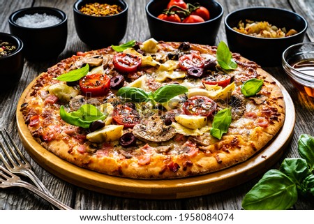 Similar – Image, Stock Photo Mediterranean Lunch with Olives, Salad and Focaccia