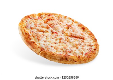 Pizza with cheese and tomato sauce isolated. toning. selective focus