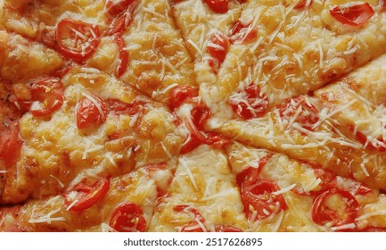 Pizza close-up with vegetables and cheese. Italian dishes. Food concept - Powered by Shutterstock