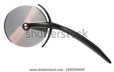 Pizza cutter with a black plastic handle on a white isolated background Foto d'archivio © 