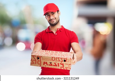 pizza dealer with pizza boxes