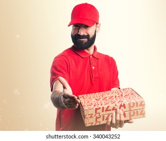 Pizza Delivery Man Making A Deal