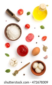 pizza ingredients isolated on white background - Shutterstock ID 472678309