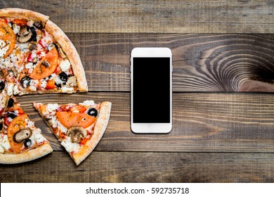 Pizza, Italian food delivery, call or order online on mobile, cellular, smart phone.