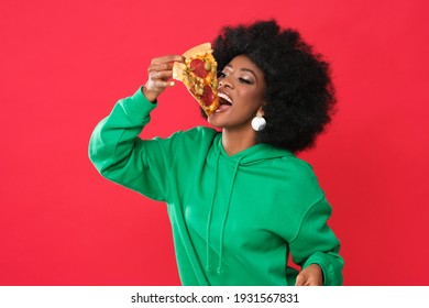 Pizza lover - young black woman.
