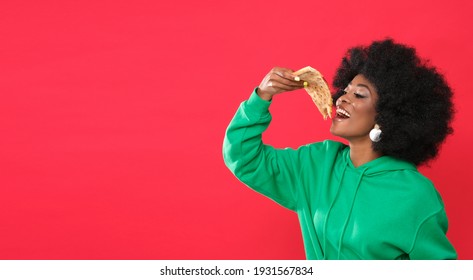 Pizza Lover - Young Black Woman.