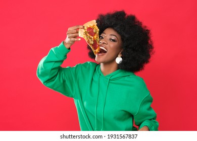 Pizza lover - young black woman.