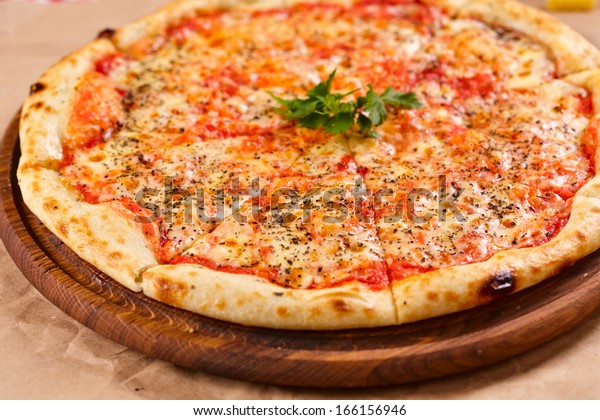 Pizza Margarita Stock Photo (Edit Now) 166156946