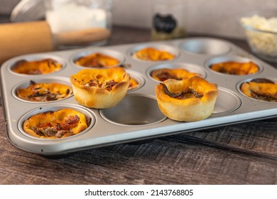 Pizza Muffins With Mozzarella And Tomato Sauce