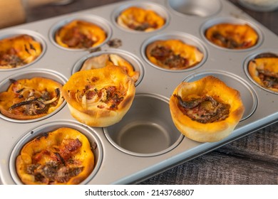 Pizza Muffins With Mozzarella And Tomato Sauce