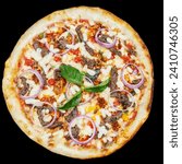 pizza on black background, italian pizza food, shoot on canon 6D full frame camera