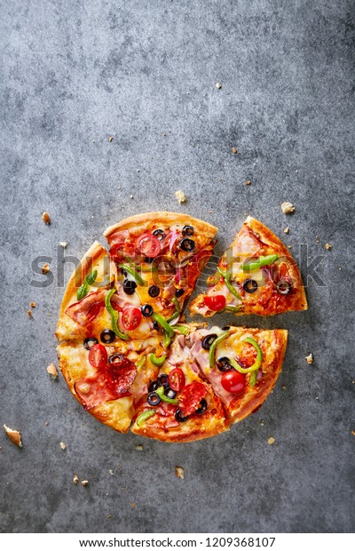 Pizza On Dark Gray Background Viewed Stock Photo 1209368107 | Shutterstock