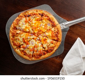 Pizza On A Pizza Peel Top View