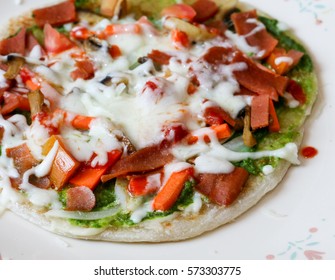 Pizza Paratha With Cheese And Sausage