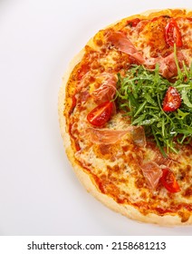 Pizza With Parma, Cheese And Rucola