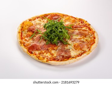 Pizza With Parma, Cheese And Rucola