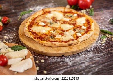 Pizza Quattro Formaggi With Four Diffrent Chees On It Freshly Baked