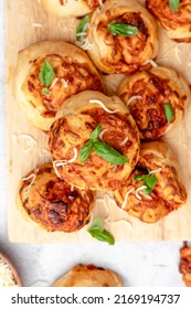 Pizza Rolls with tomato sauce, basil and cheese | Vegetarian Pizza Rolls - Shutterstock ID 2169194737
