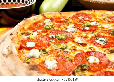 Pizza With Salami And Blue Cheese