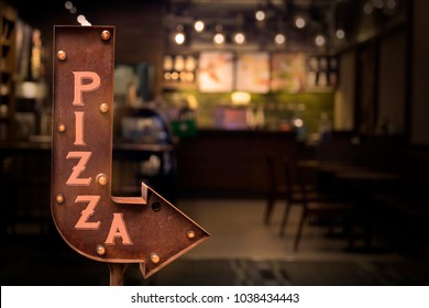 Pizza Shop Signboard, In Front Of The Store