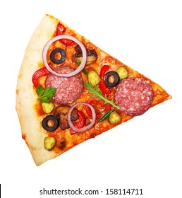 Pizza Slice Isolated On White Background.