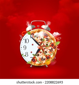 Pizza theme with clock concept