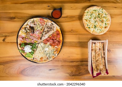 Pizza Types, Bread Sticks And Pizza Bread Slices