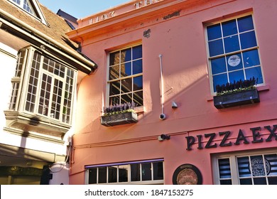 Pizzaexpress, Pinnk Color Building Next To Covered Market, Oxford,England On 22/11/2019.