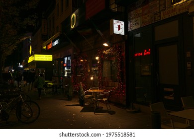 Pizzeria Outside At Night In Brussels, Belgium On 30.10.2019.